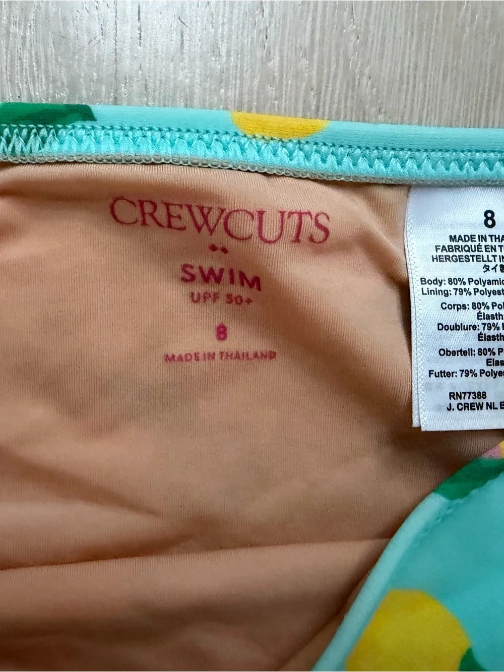J. Crew Girls Aqua Lemon Print Ruffle Strap Two-Piece Swim Set